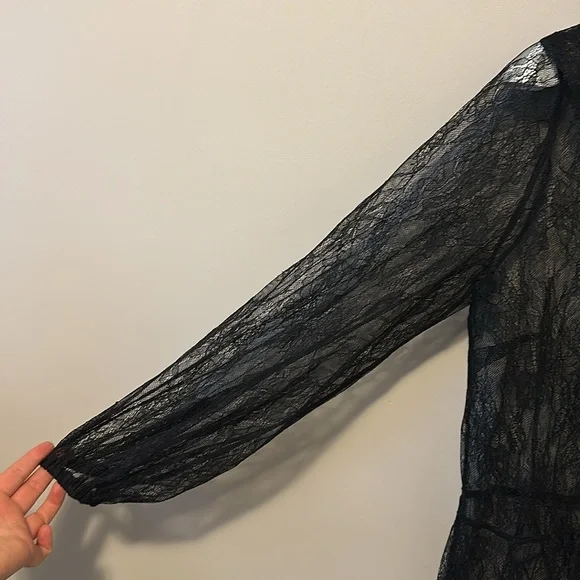 Michel Studio Black Lace Blouse with Ruffle and Choker Neck - Picture 5 of 10